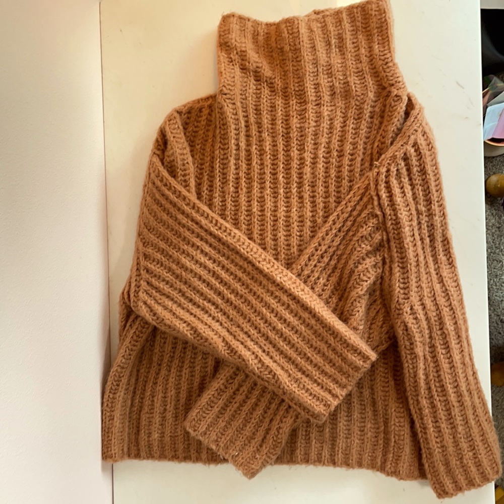 Free People Fluffy Fox Orange Sweater. Size Large